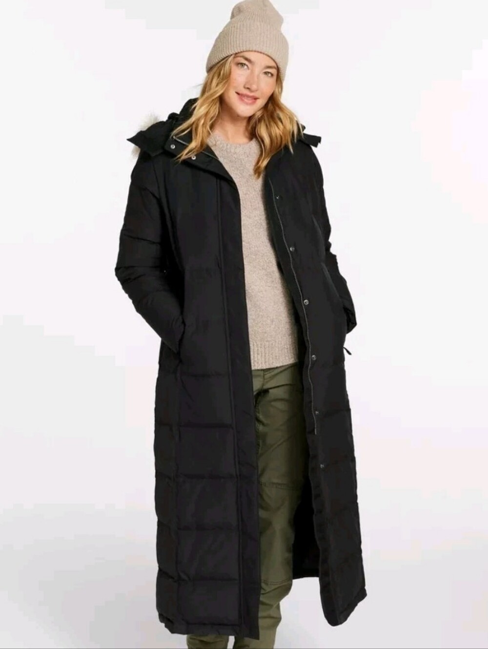 LL Bean Ultrawarm Down Long Maxi Coat M Black 650 Fill